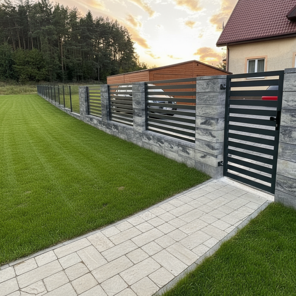 Ogrodzenie palisadowe Timeless z pustakami